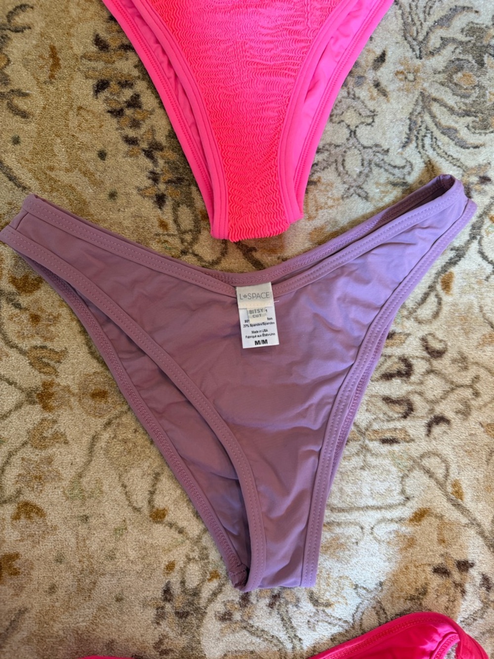 l*space Two-Tone Bikini Bottoms in Hot Pink and Lavender